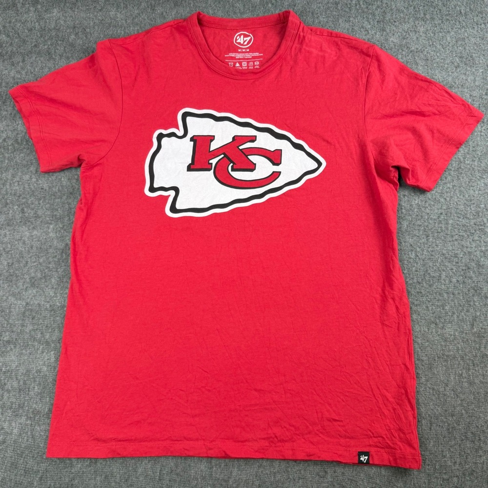 '47 Brand T-Shirt Mens Medium Red Kansas City Chiefs NFL Logo Cotton Tee